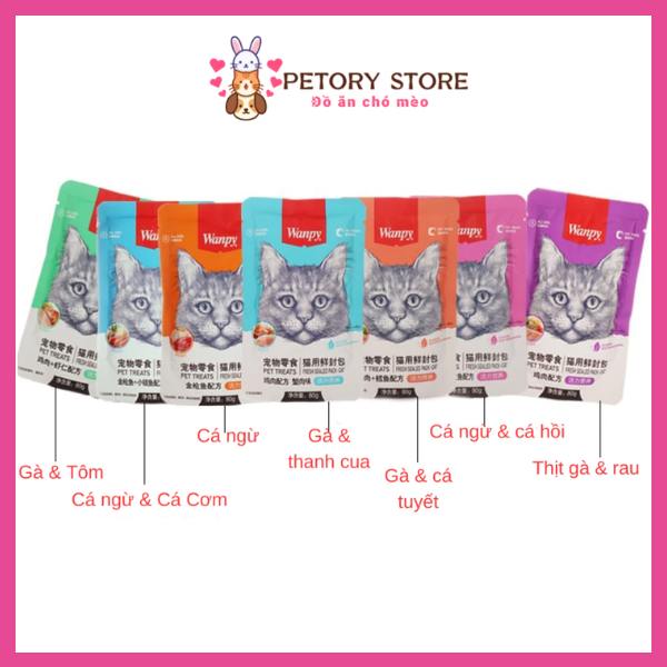 Pate Wanpy gói 80g cho mèo con mèo lớn mèo kén ăn tổng hợp 7 vị PetCare (1)